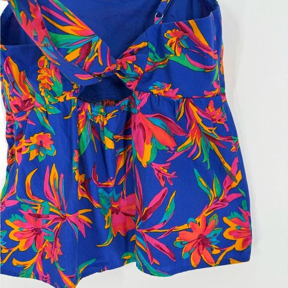 J. Crew Floral Tie Back Strappy Top in Brilliant Blue Fuchsia | Size 6 - Picture 5 of 10